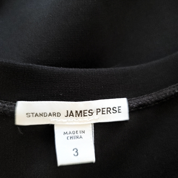 James Perse Standard Black Stretch Cotton Sheath Dress Size Large Short Sleeve - Picture 16 of 16